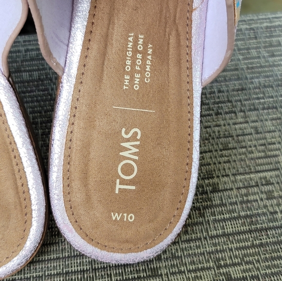 Toms Jutti Mule Metallic Leather Lavendar Mules, Size 10 - Picture 8 of 10
